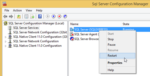 Restart SQL Server