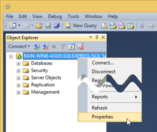 Open Server Properties