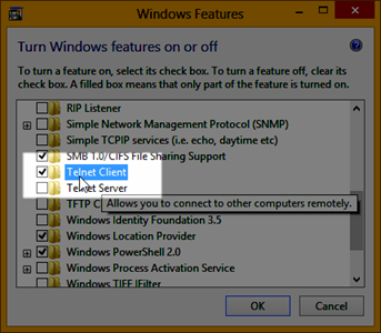 Turn on Telnet command