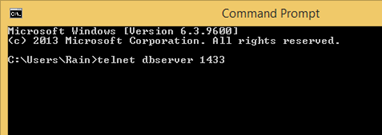 Telnet to SQL Server