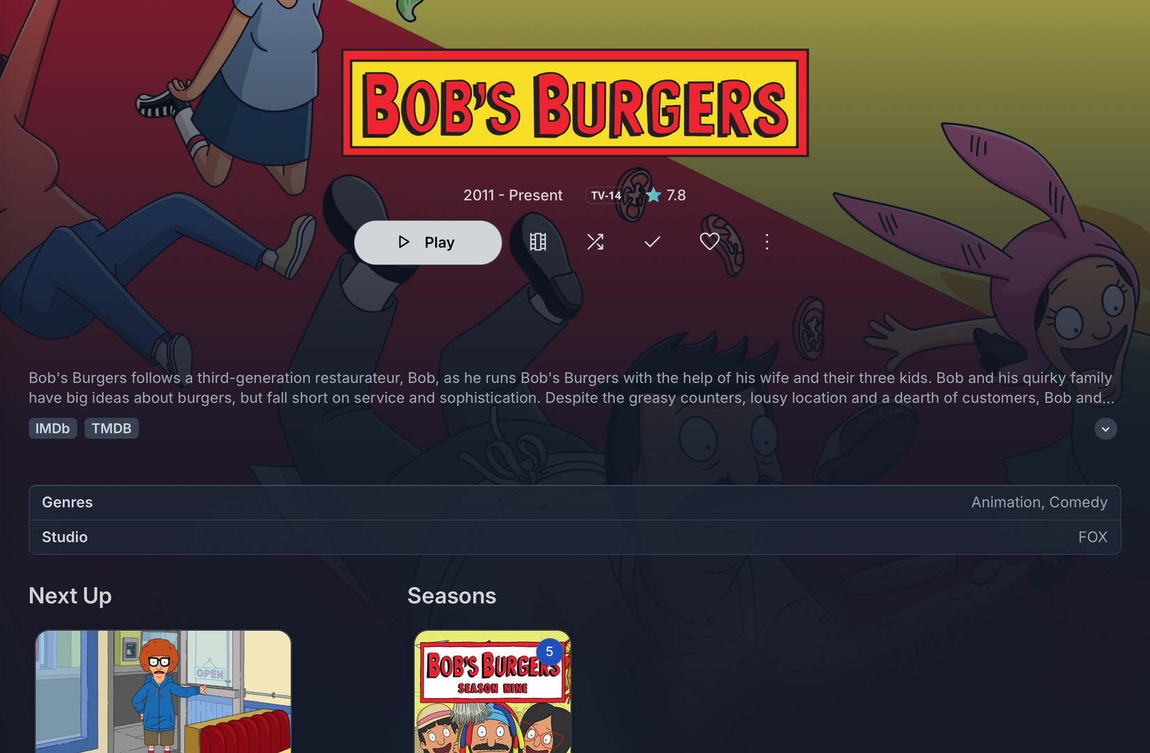 ElegantFin theme for Jellyfin on the show view.