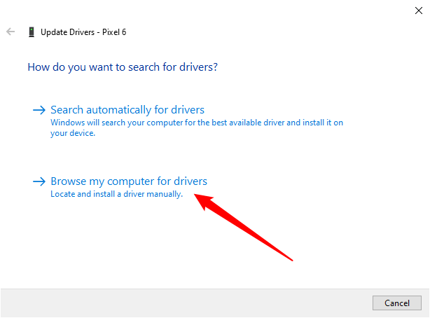 Click "Browse My Computer For Drivers."