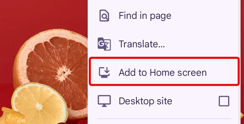 Select "Add to Home Screen."