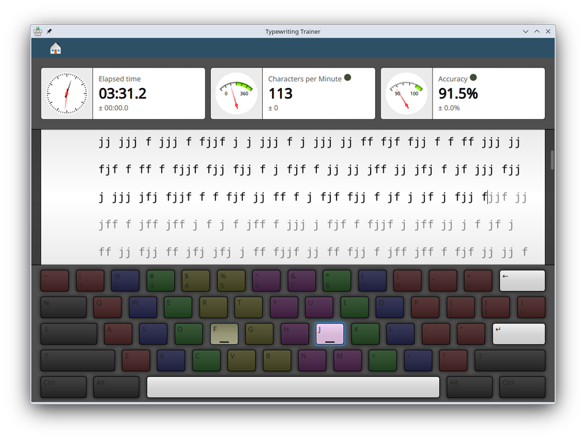 KWrite typing tutor for Linux.
