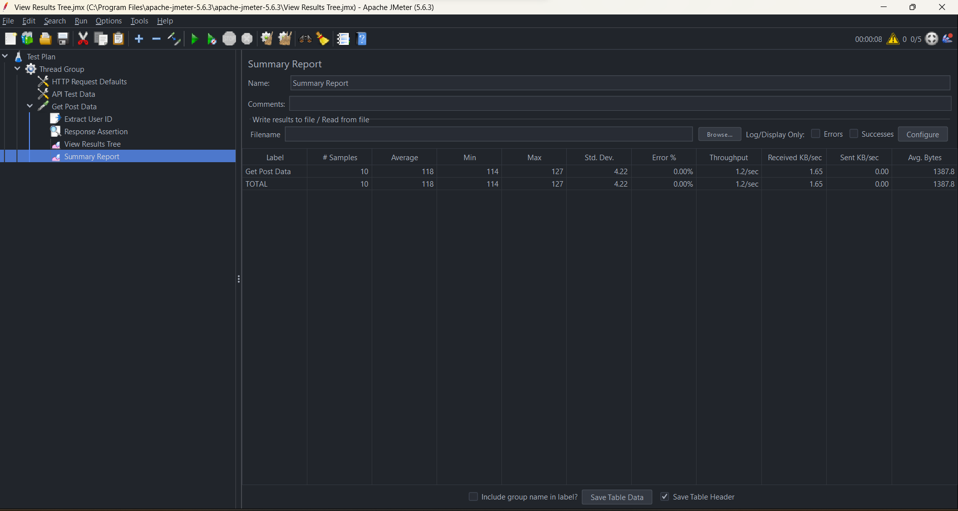 JMeter Summary Report