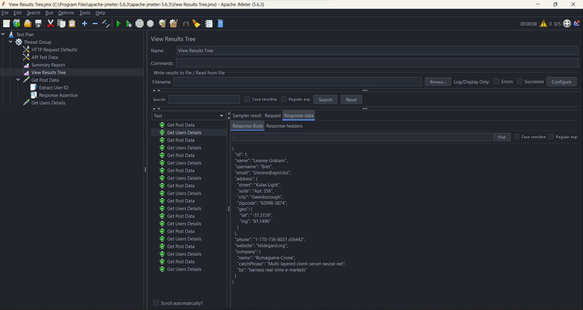 Test Execution in JMeter