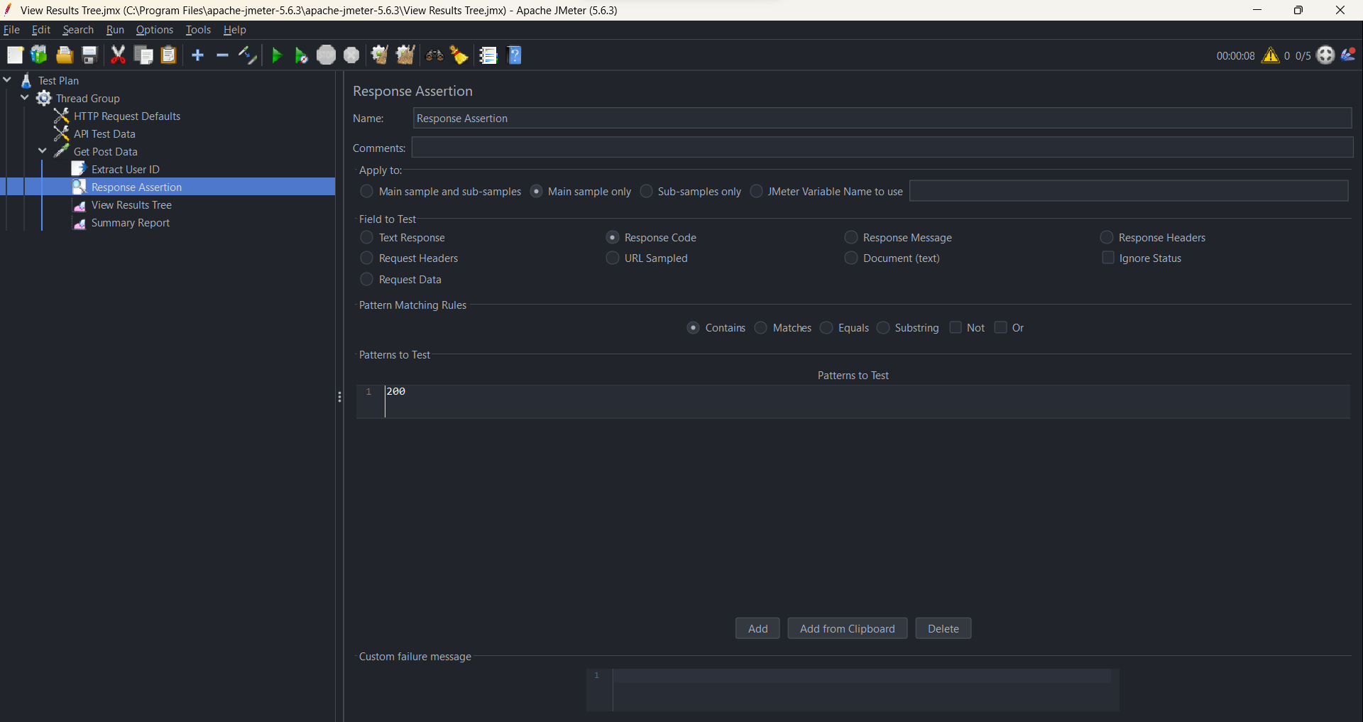 Add Response Assertion