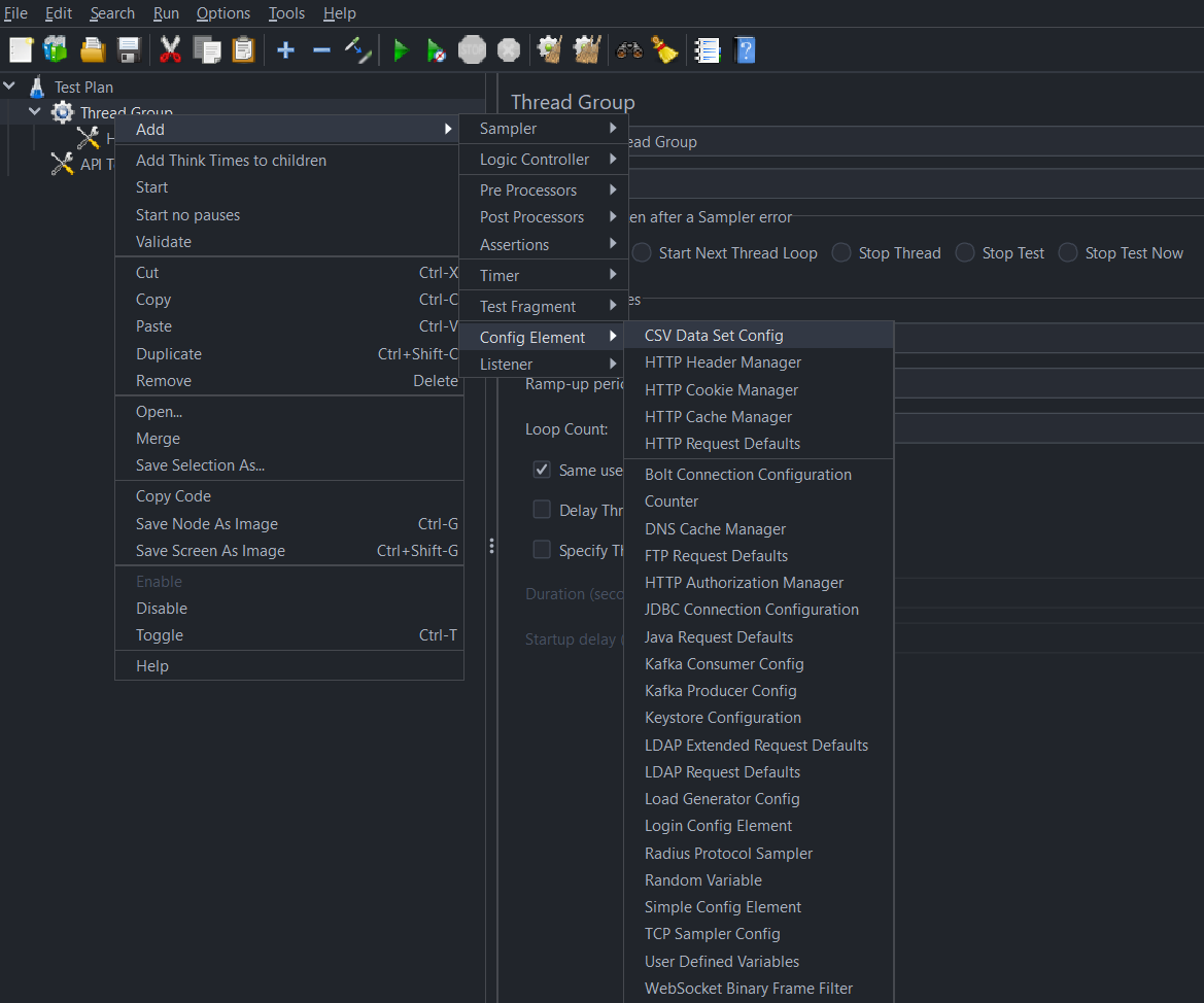 Add CSV Data Set Config