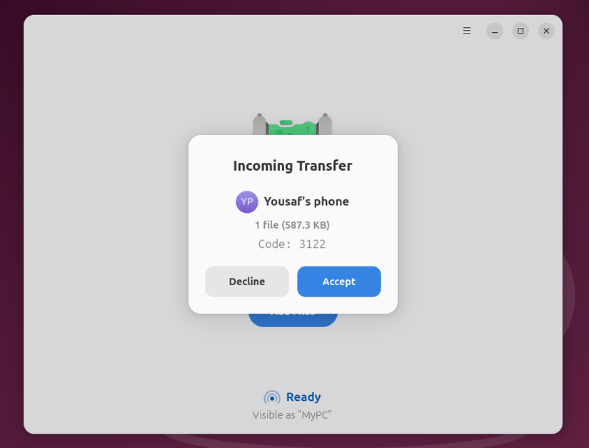 Accepting incoming files on Packet Linux client.