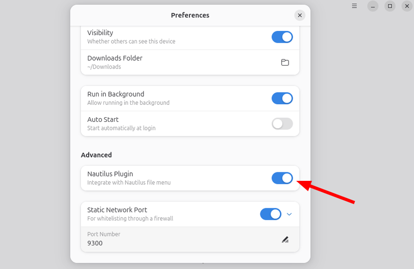 Enabling Nautilus integration plugin on Preferences menu of Packet Linux Client