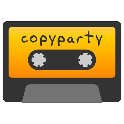 The copyparty logo, which is a retro casette tape with the word copyparty in the middle.