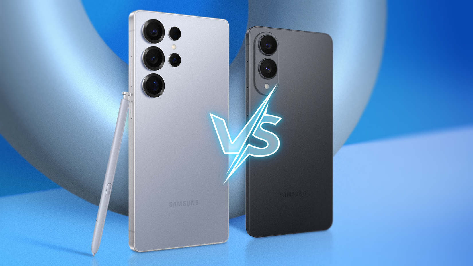 A Galaxy S25 Ultra next to a Galaxy S25 Edge with a 'vs' between them.