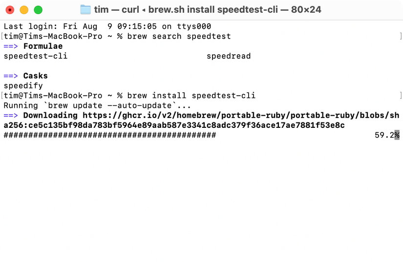 Installing a command-line utility using Homebrew for macOS.