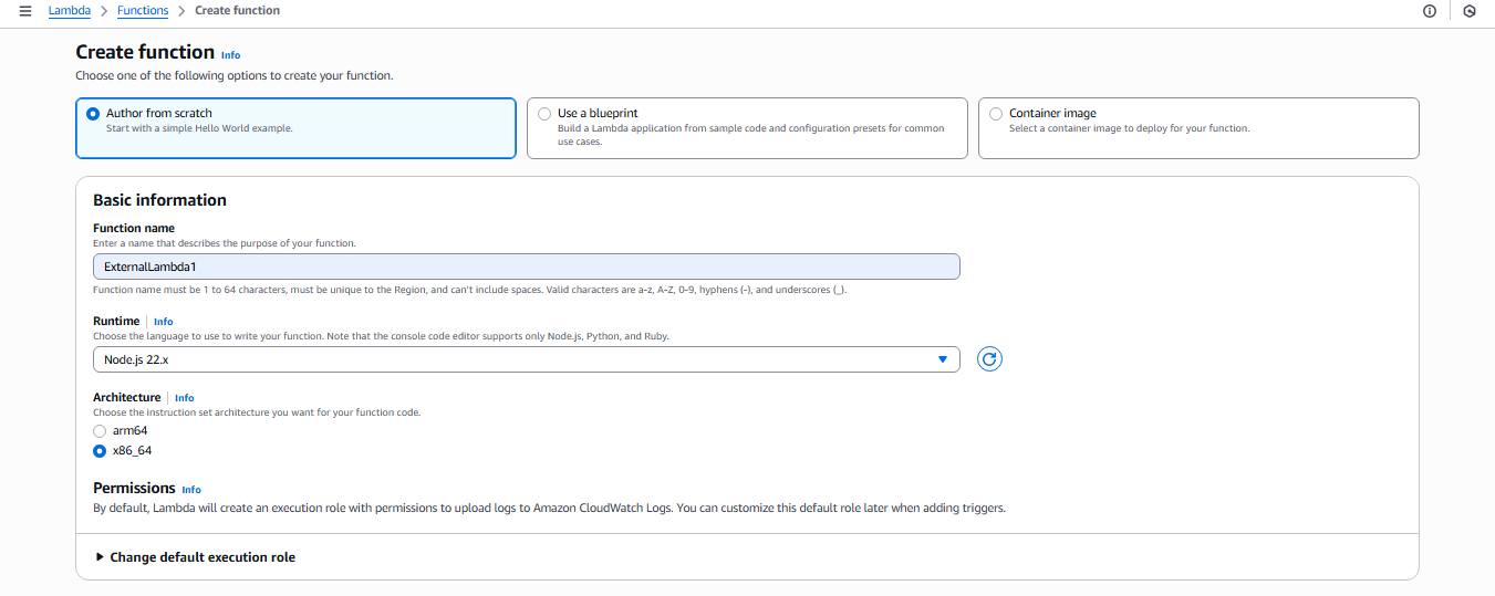 Create ExternalLambda1