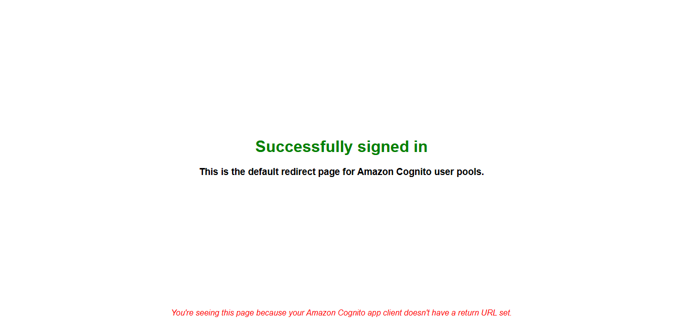 Cognito Successful Sign up