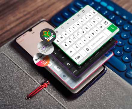 A phone with some different keyboards.