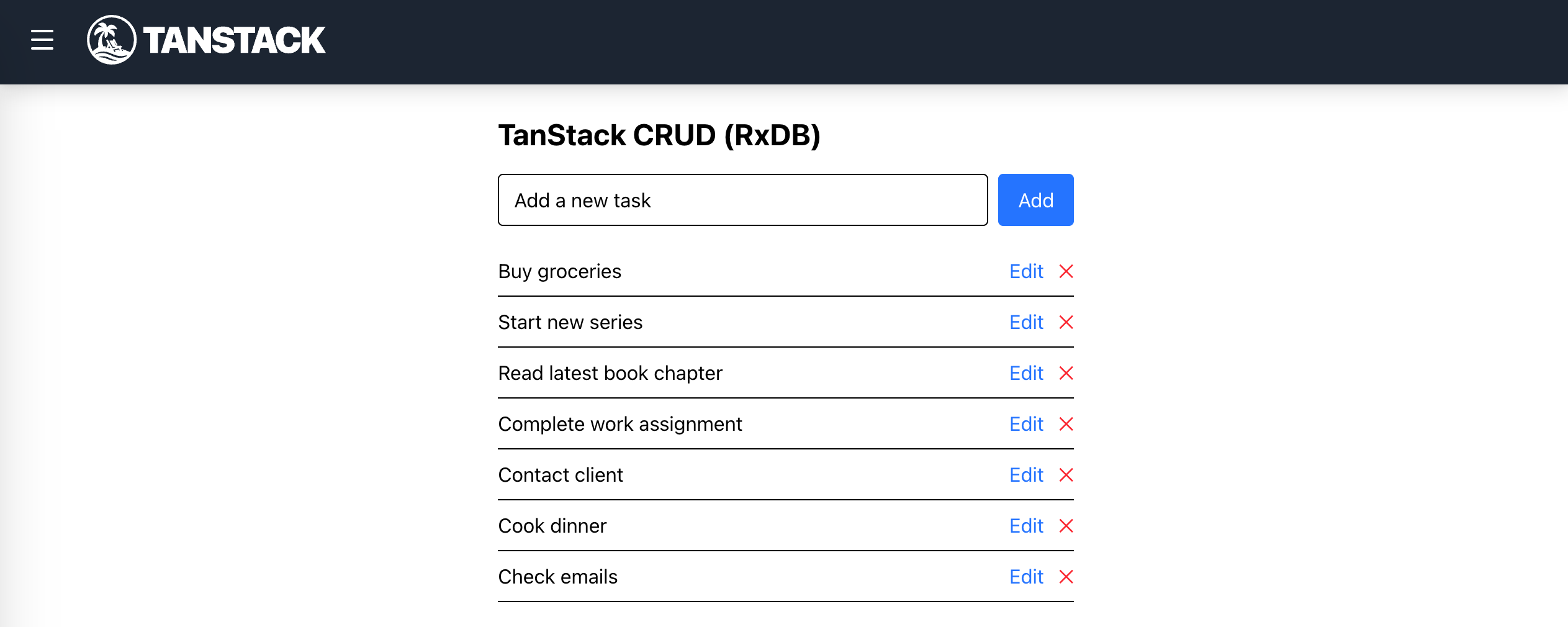 TanStack to do list CRUD App