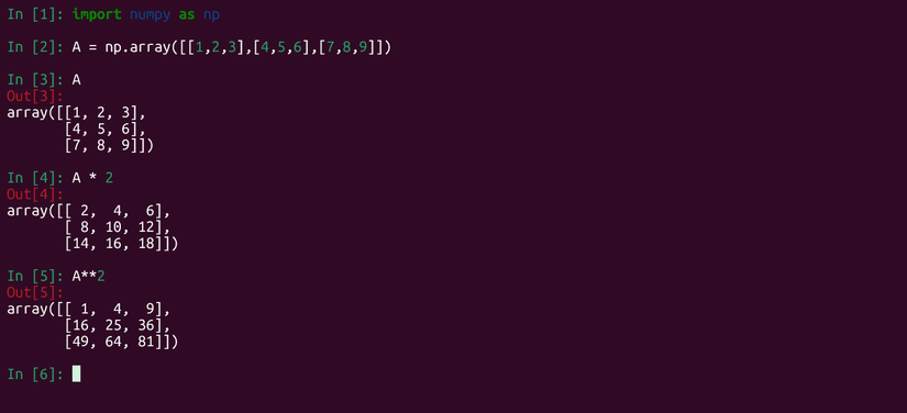 Creating and calculating with a two-dimensional NumPy array, or matrix.